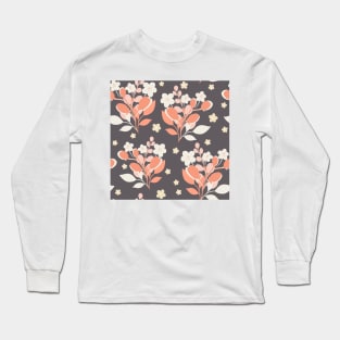 Modern floral bouquet with daisies repeat pattern print Long Sleeve T-Shirt